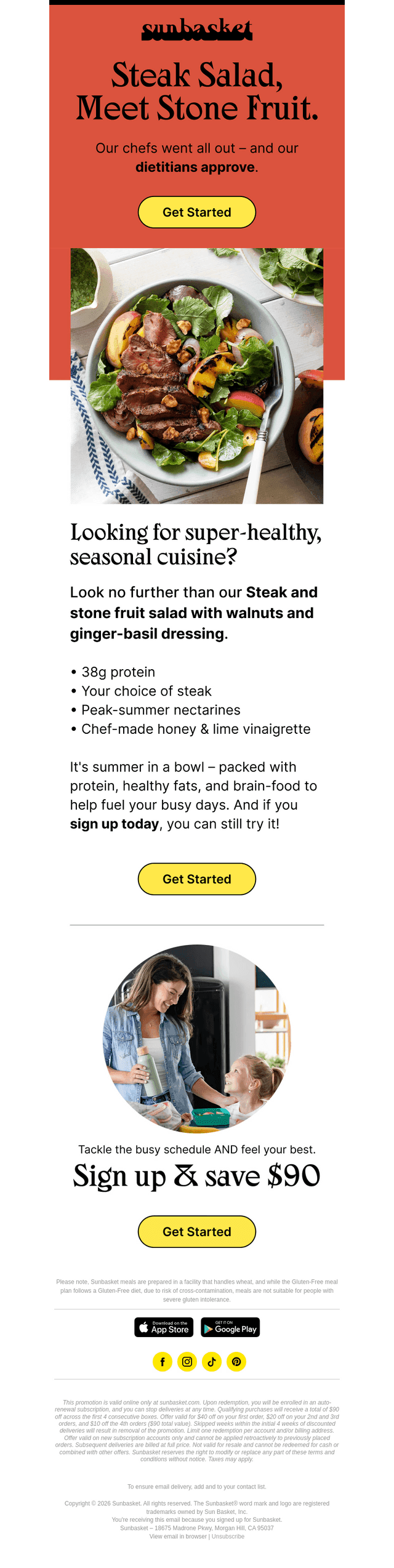 Sun Basket email from Sun, Aug 9, 2026