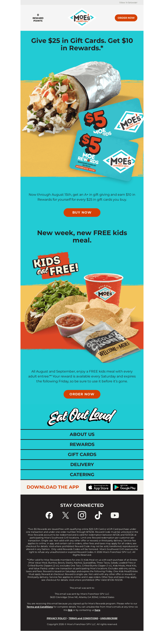 Moe?s Southwest Grill email from Sun, Aug 9, 2026