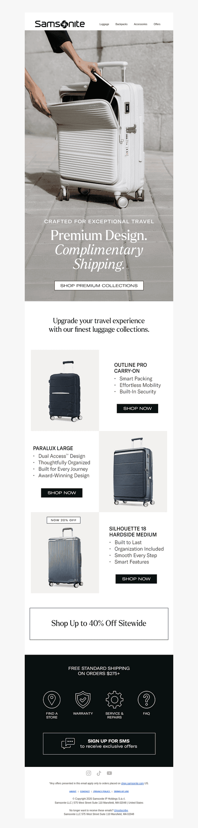 Samsonite email from Sun, Aug 9, 2026