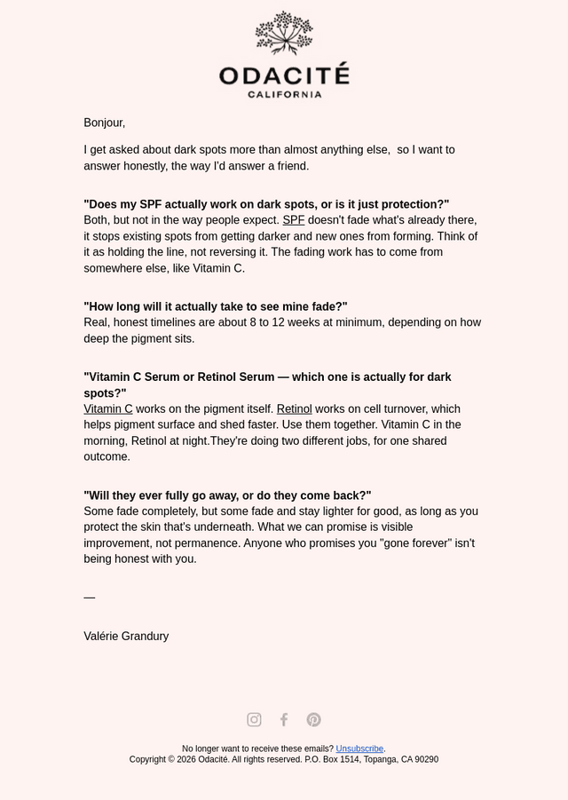 Odacité email from Sun, Aug 9, 2026