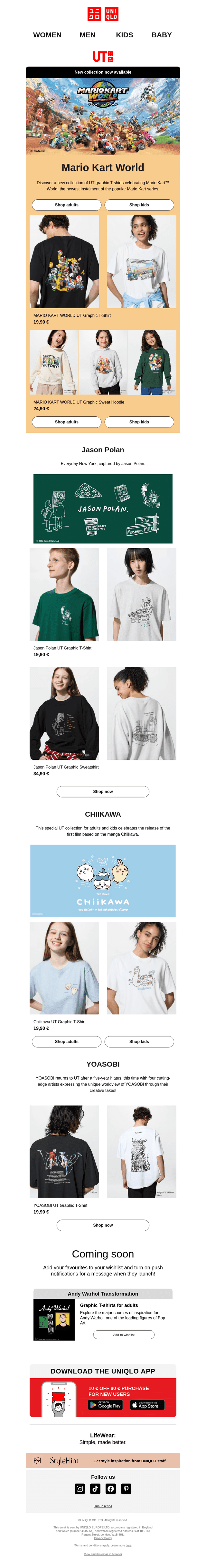 UNIQLO email from Mon, Aug 10, 2026