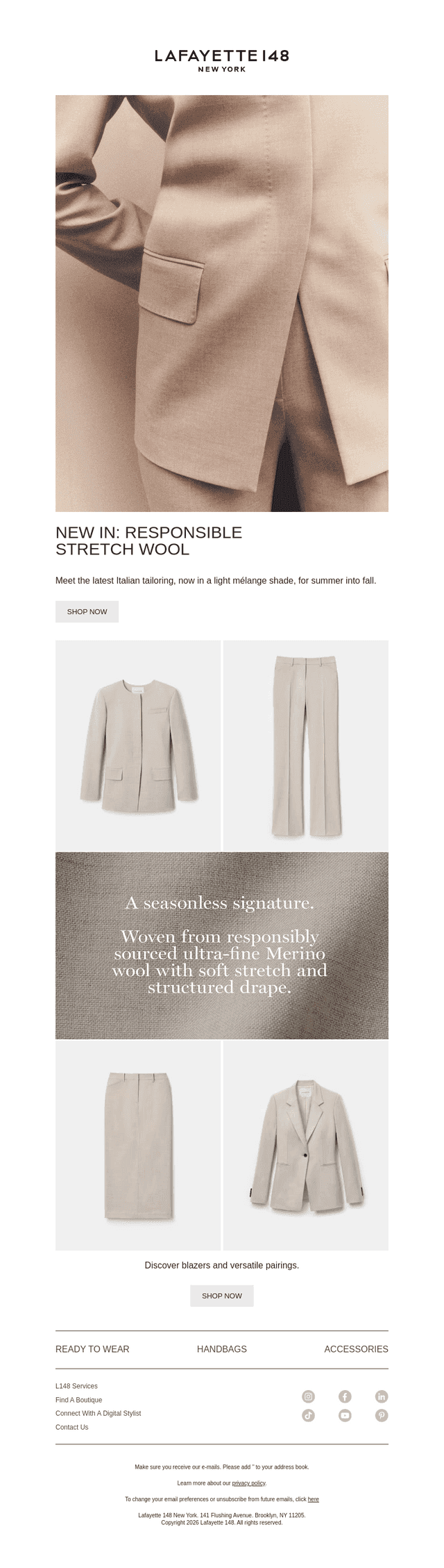 New in Responsible Stretch Wool Tailoring