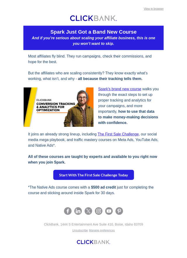 ClickBank email from Mon, Aug 10, 2026