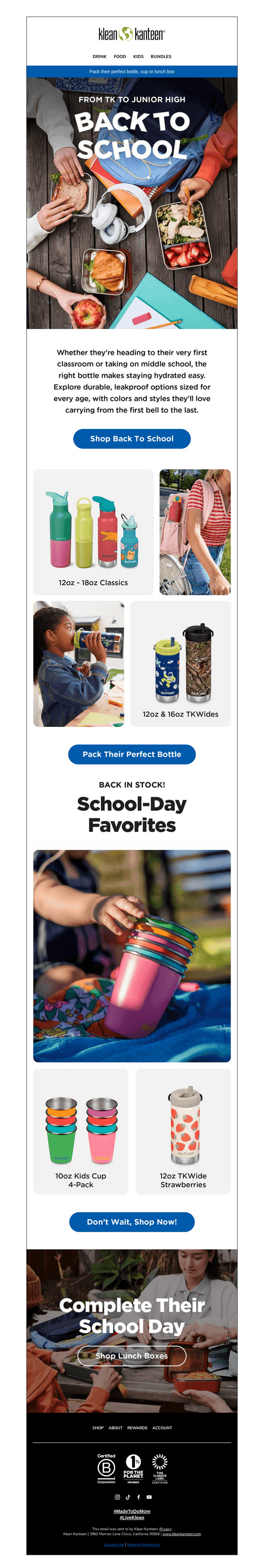 Klean Kanteen email from Mon, Aug 10, 2026