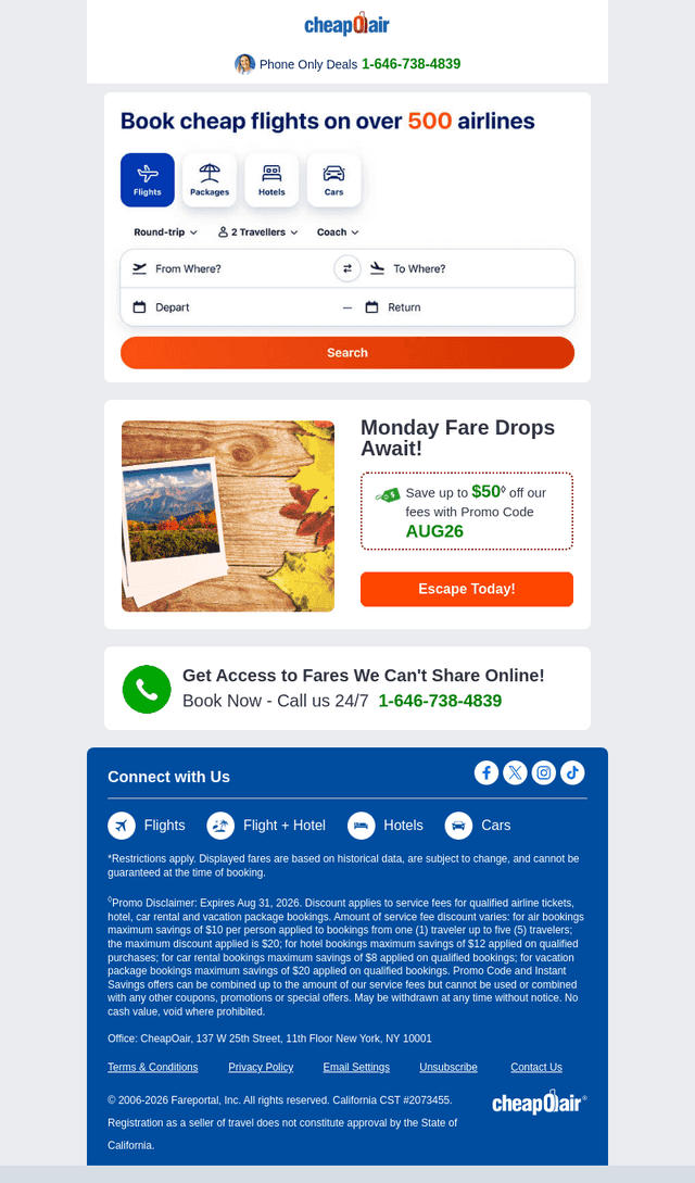 ✈ Monday Fare Drops Await!