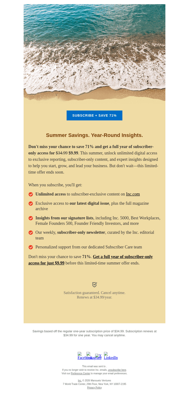 INC Magazine email from Mon, Aug 10, 2026