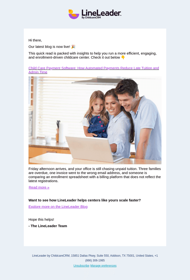 LineLeader email from Tue, Aug 11, 2026
