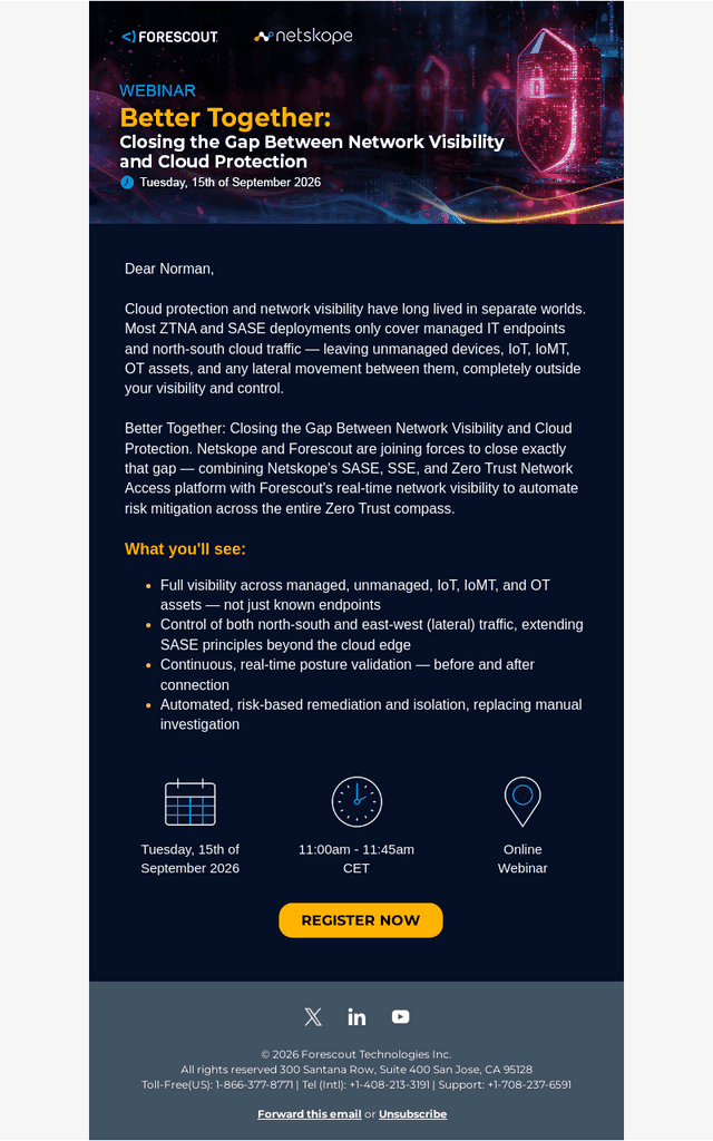 Forescout email from Tue, Aug 11, 2026