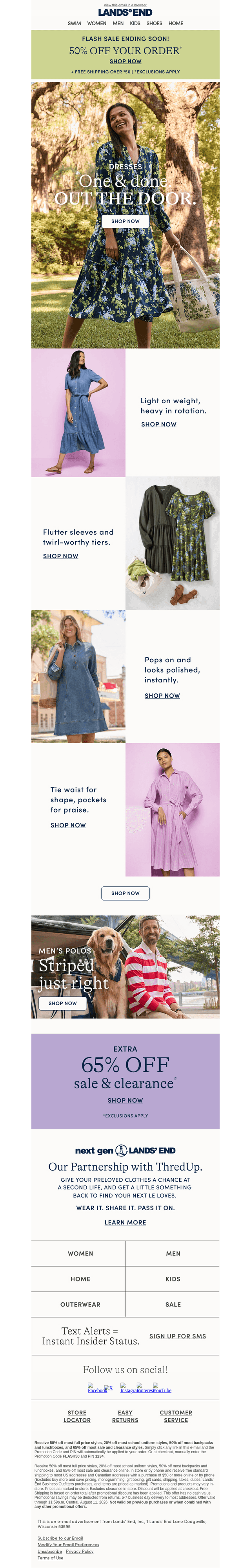 Ends tonight: 50% off + an extra 65% off clearance