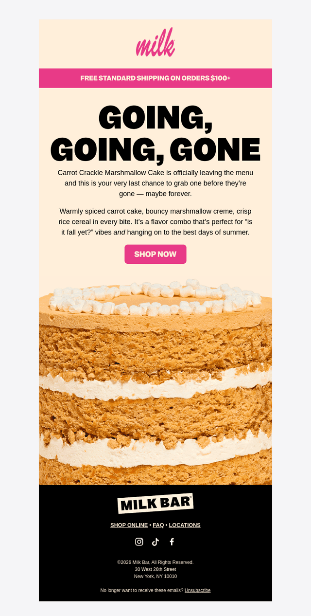 This cake is leaving the menu 👋
