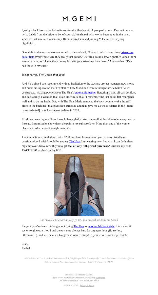 M Gemi email from Tue, Aug 11, 2026