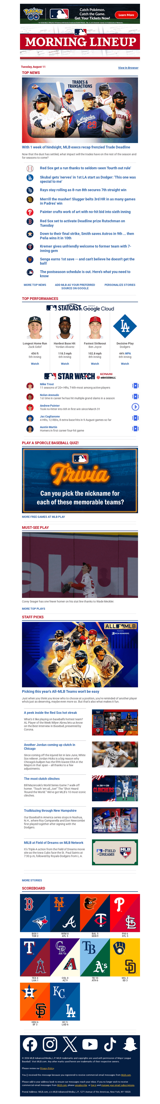 MLB email from Tue, Aug 11, 2026