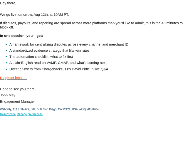 Webgility email from Tue, Aug 11, 2026