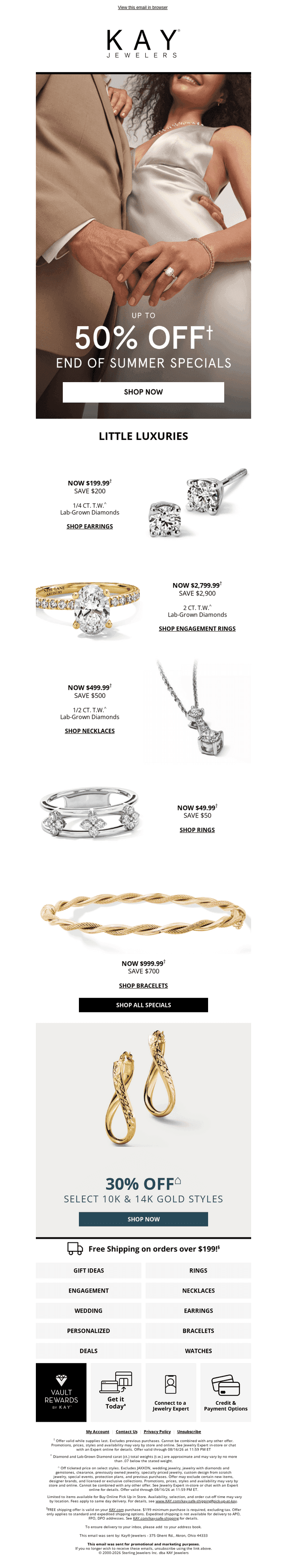 Kay Jewelers email from Tue, Aug 11, 2026