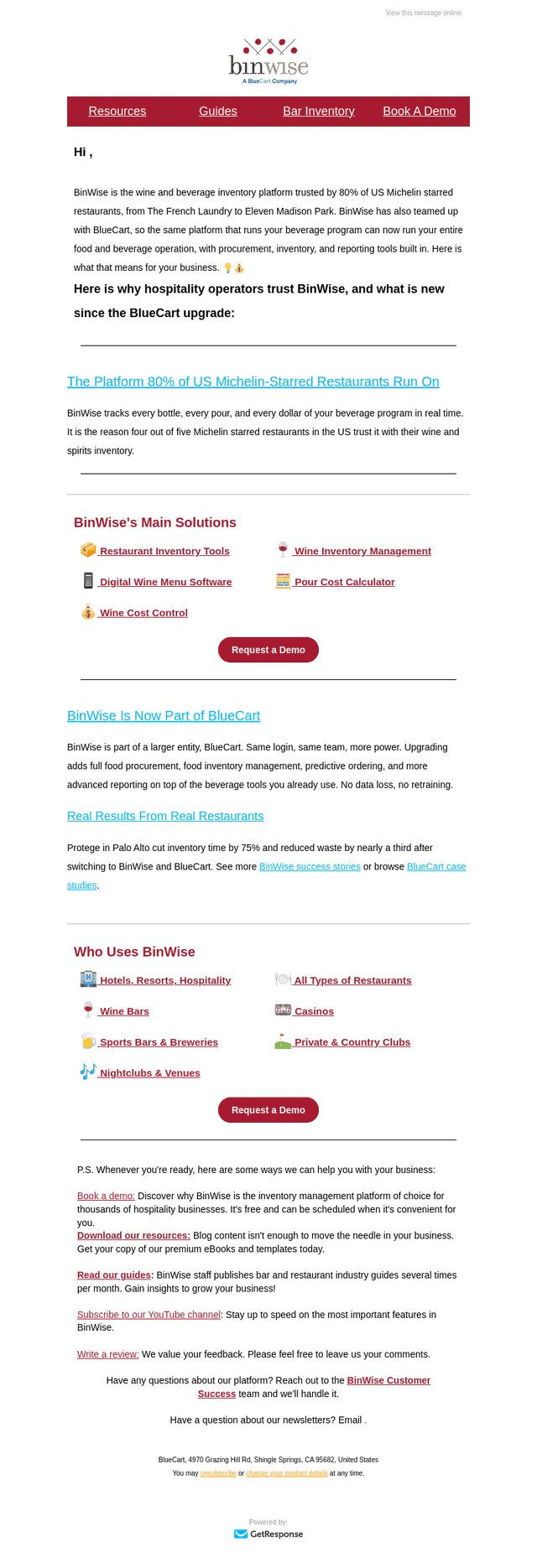 BlueCart email from Tue, Aug 11, 2026