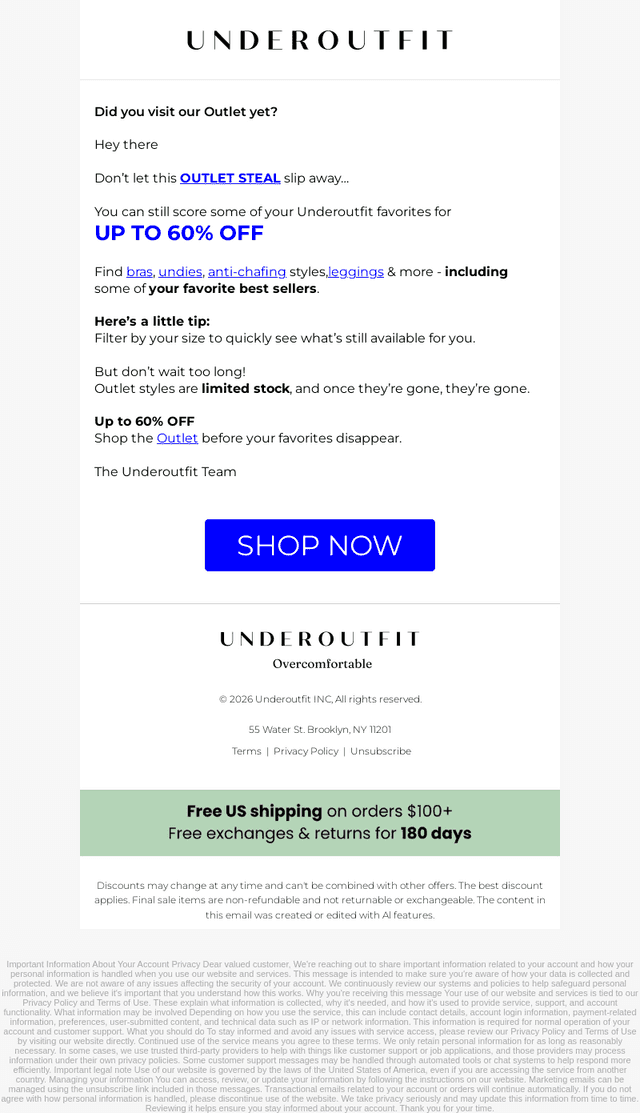 OUTLET: Up to 60% OFF