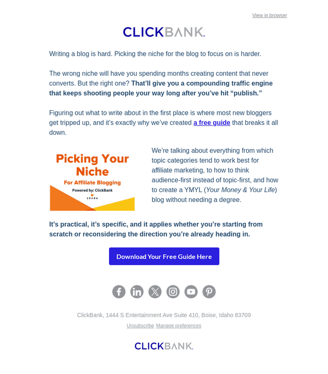 ClickBank email from Wed, Aug 12, 2026