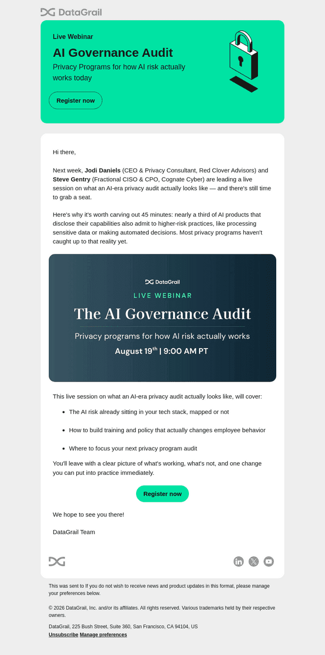 DataGrail email from Wed, Aug 12, 2026