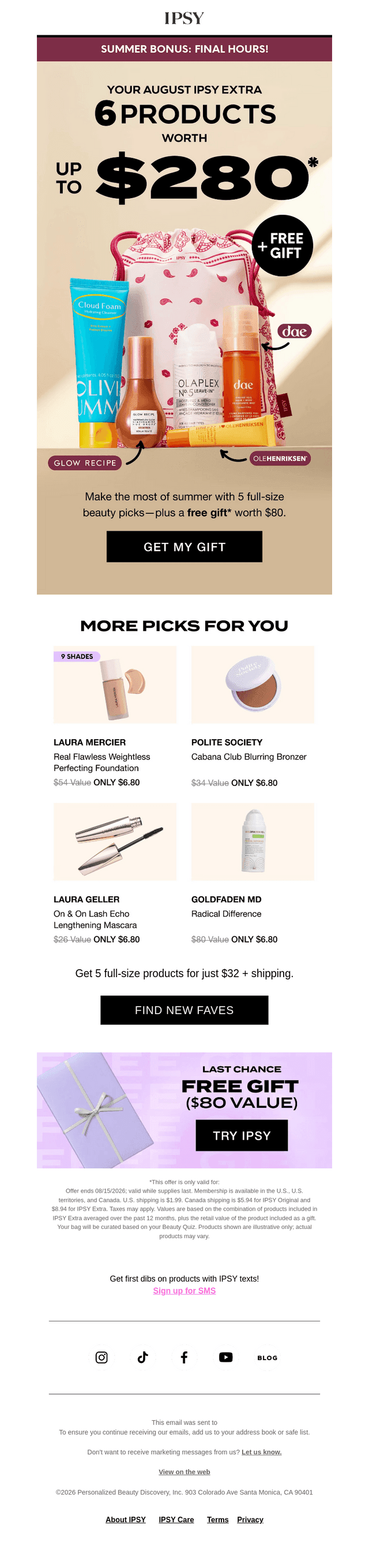 ipsy email from Thu, Aug 13, 2026