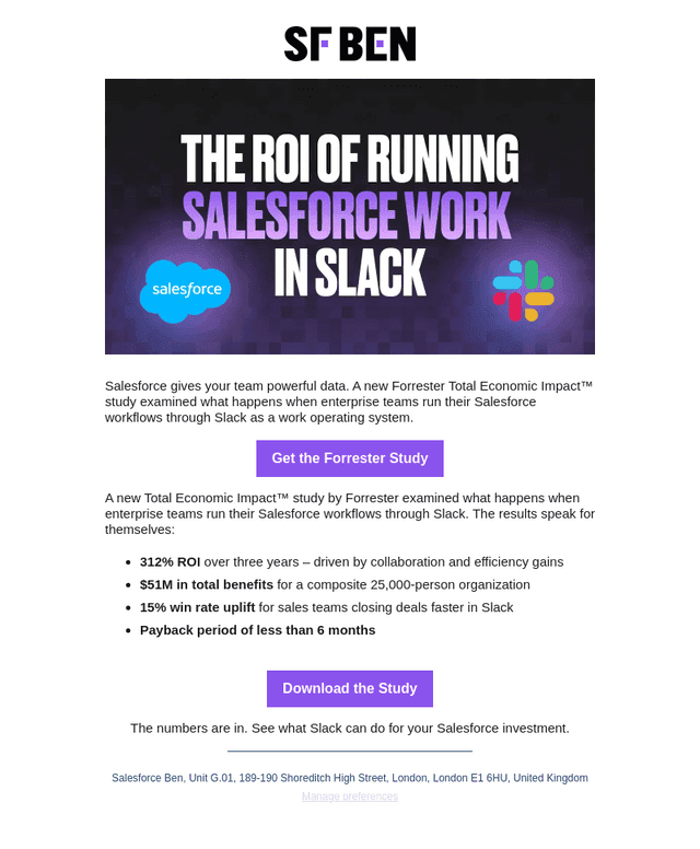 Salesforce + Slack: 312% ROI