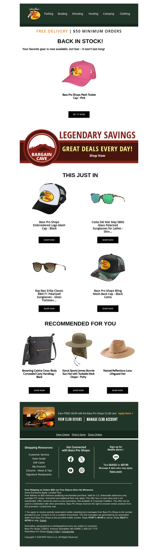 Bass Pro Shops email from Thu, Aug 13, 2026