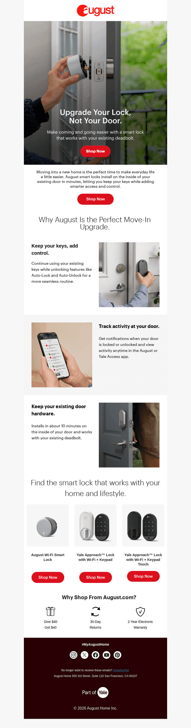 August Home email from Thu, Aug 13, 2026
