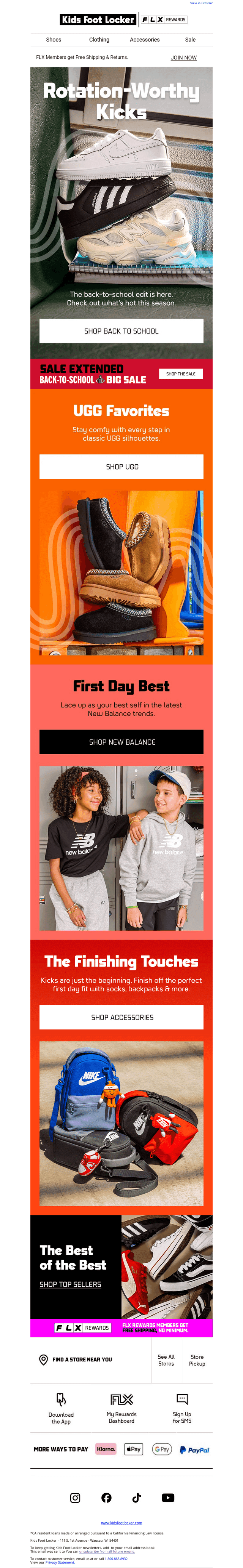 Kids Foot Locker email from Thu, Aug 13, 2026