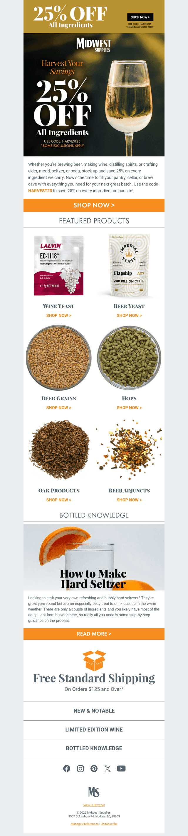 Brew. Crush. Save. 25% Off All Ingredients
