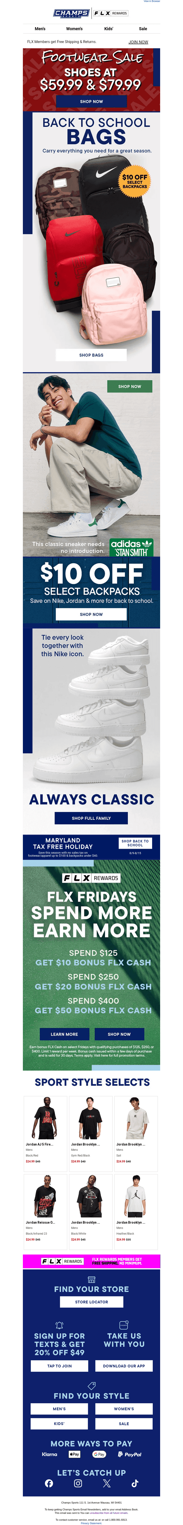 Champs Sports email from Fri, Aug 14, 2026