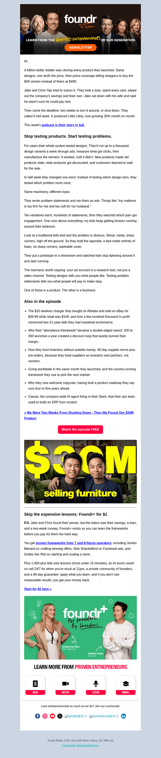 Foundr email from Fri, Aug 14, 2026