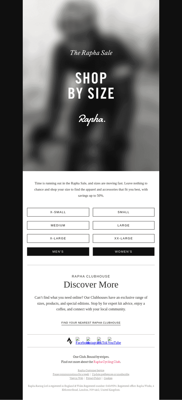 Sizes are moving fast in the Rapha Sale