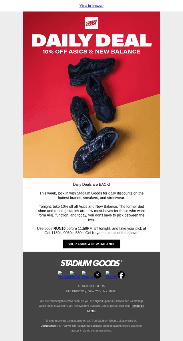 ENDING SOON: 10% OFF NB & ASICS