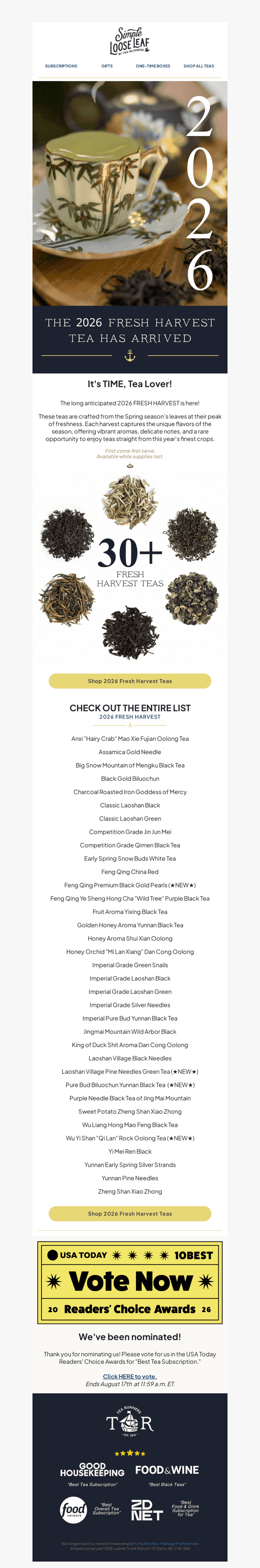 Simple Loose Leaf email from Fri, Aug 14, 2026