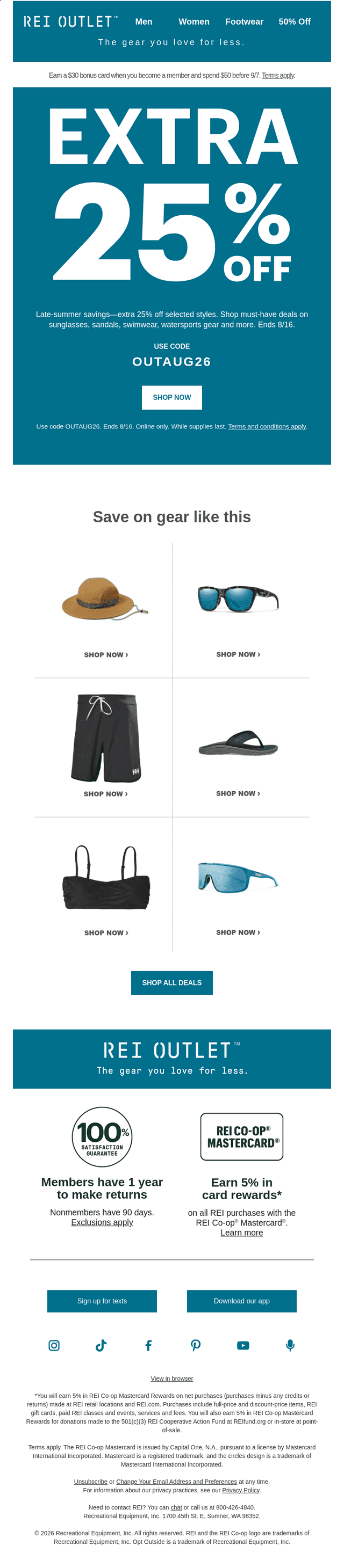 REI email from Sat, Aug 15, 2026