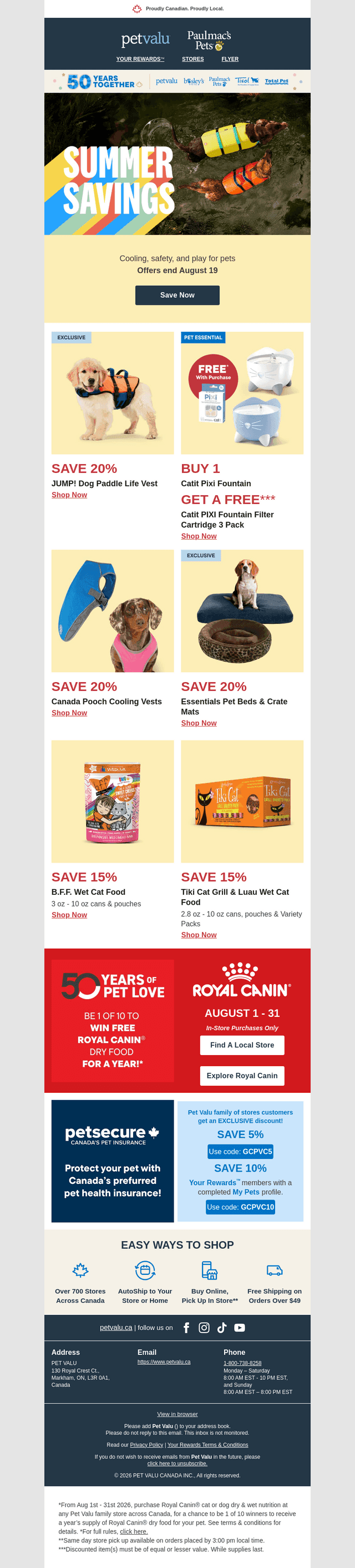 Pet Valu email from Sat, Aug 15, 2026