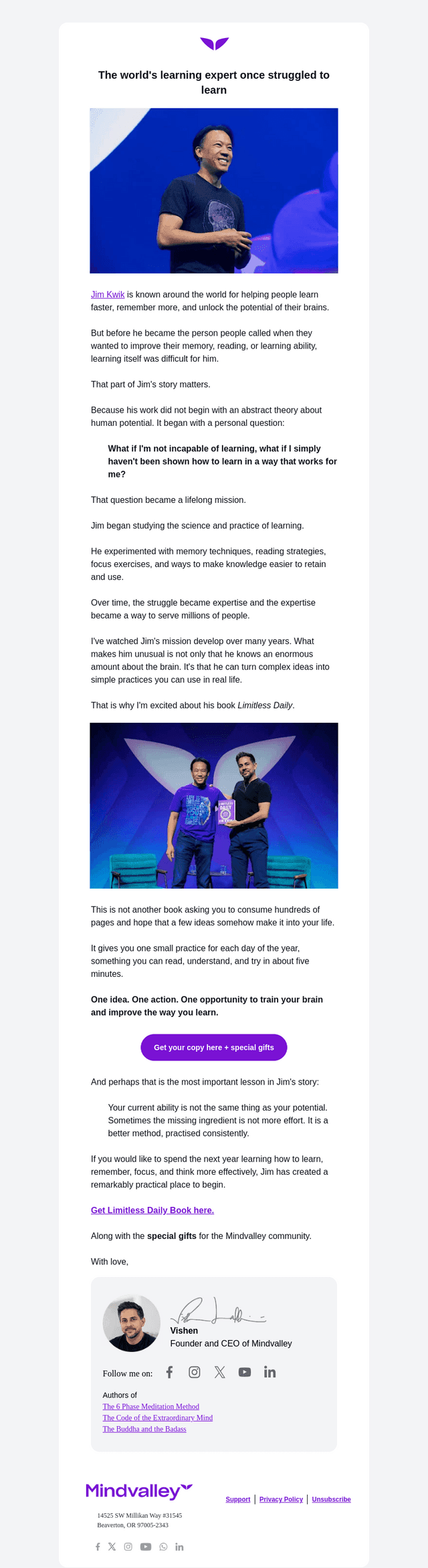 Mindvalley email from Sat, Aug 15, 2026