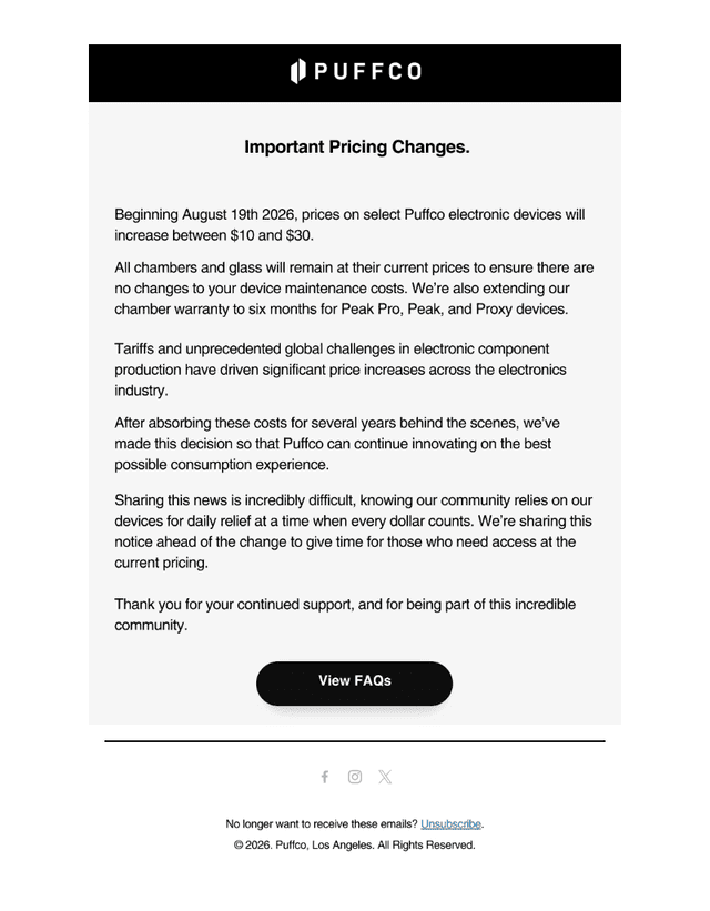 Puffco email from Sat, Aug 15, 2026