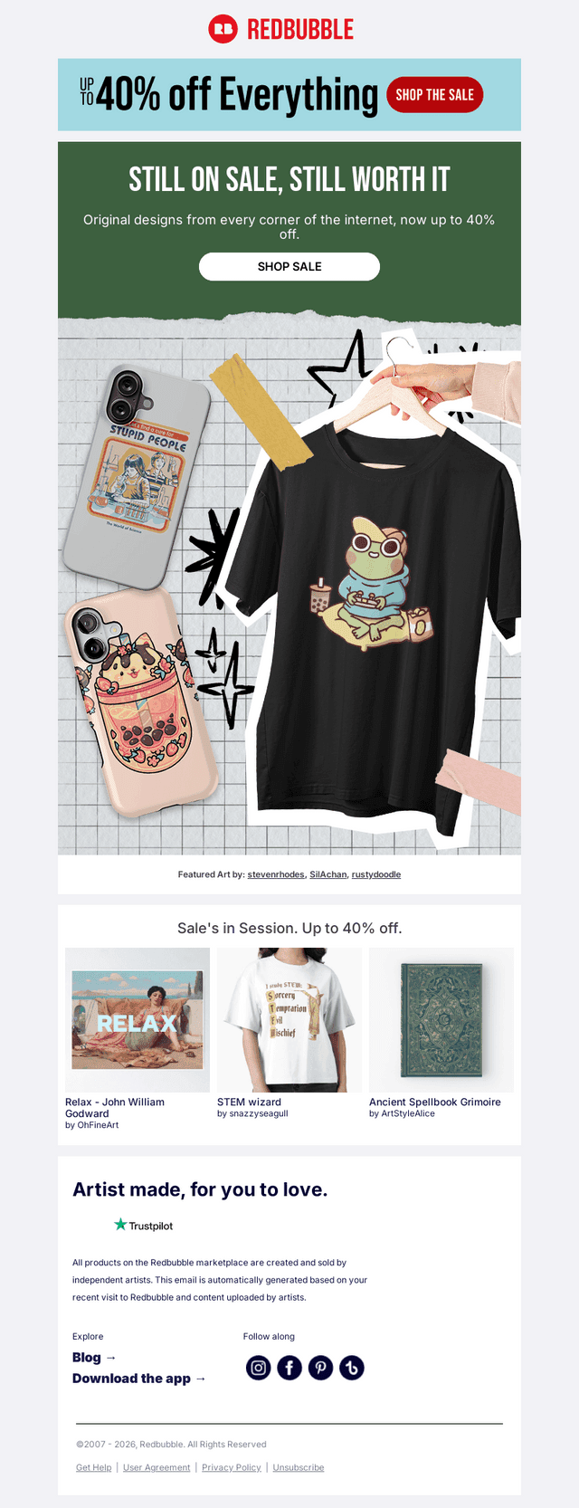 Redbubble email from Sat, Aug 15, 2026
