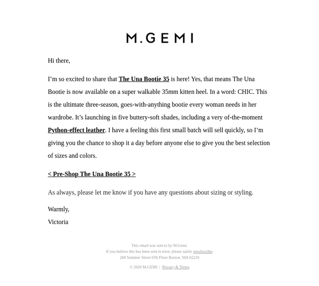 M Gemi email from Sun, Aug 16, 2026