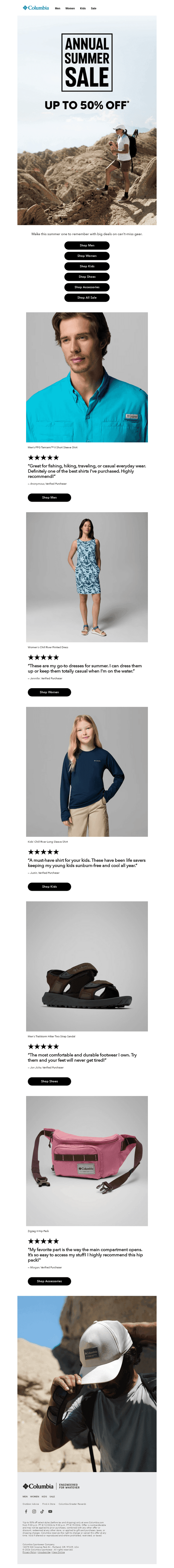 Columbia Sportswear email from Sun, Aug 16, 2026