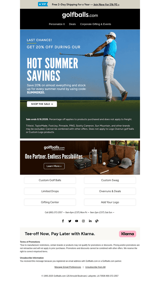 Golfballs email from Sun, Aug 16, 2026