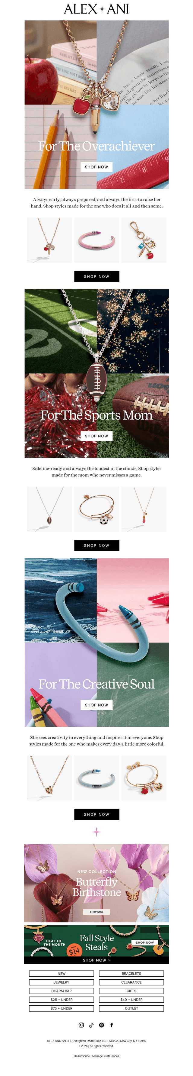 Alex and Ani email from Sun, Aug 16, 2026