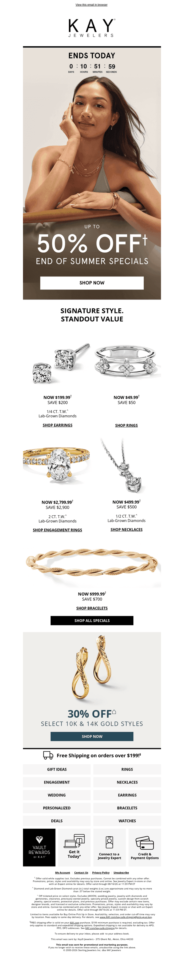 Kay Jewelers email from Sun, Aug 16, 2026