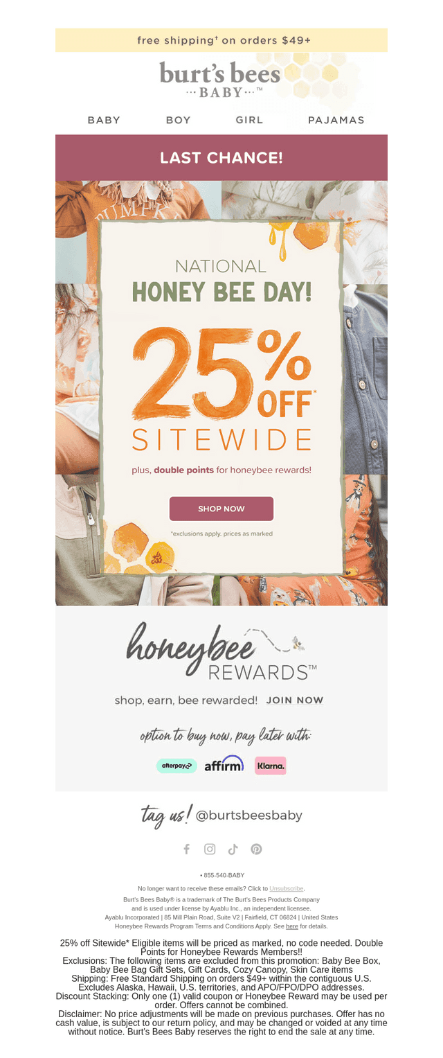 Burt's Bees Baby email from Sun, Aug 16, 2026