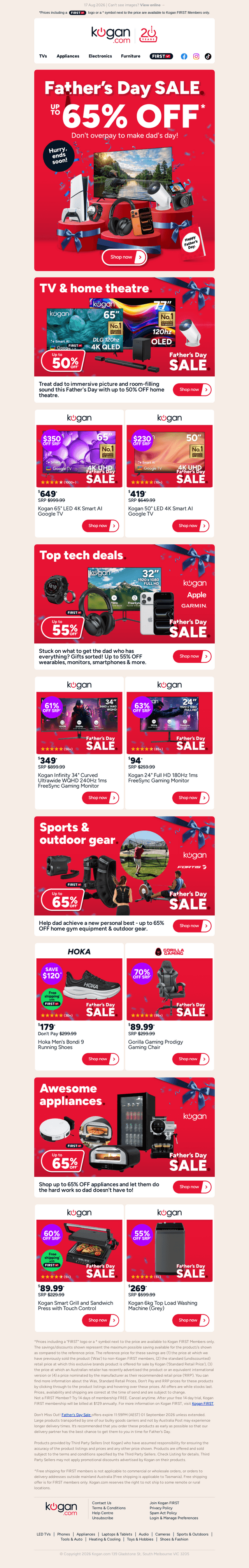 Kogan.com email from Sun, Aug 16, 2026