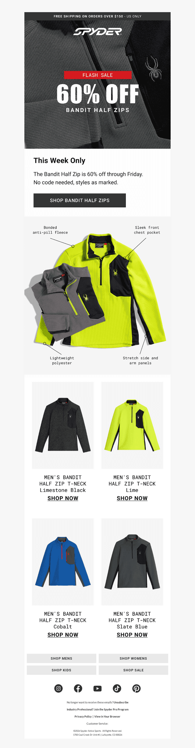 This Week Only: 60% Off Bandit Half Zips