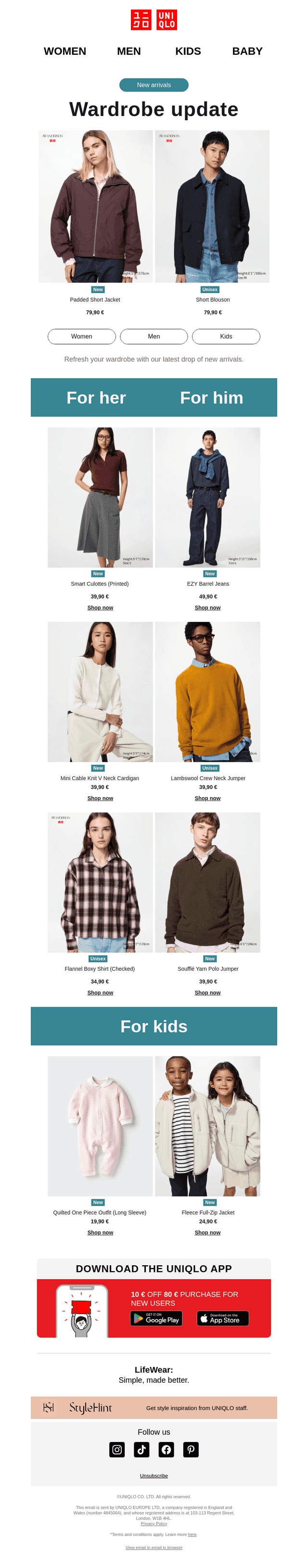 UNIQLO email from Mon, Aug 17, 2026
