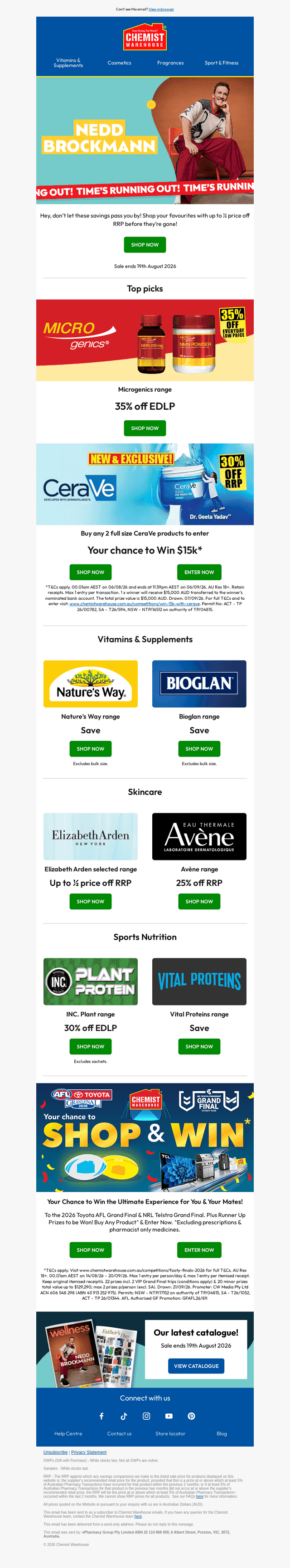 Chemist Warehouse email from Mon, Aug 17, 2026