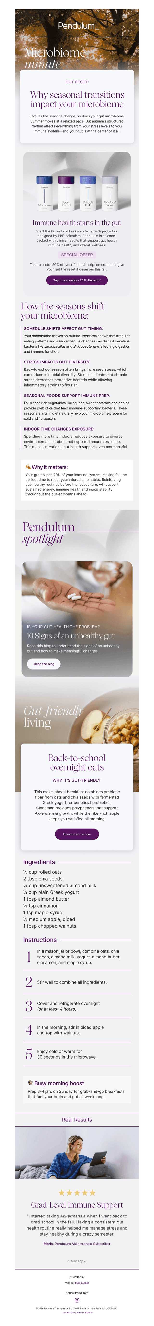 Pendulum Therapeutics email from Mon, Aug 17, 2026