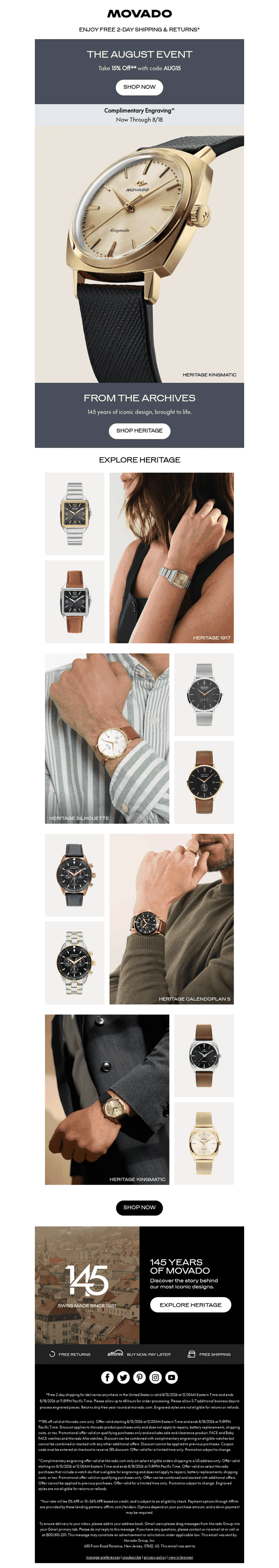 Heritage Styles, Now 15% Off